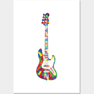 J-Style Bass Guitar Colorful Texture Posters and Art